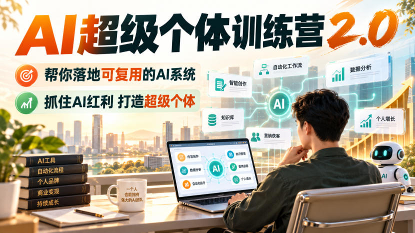 AI超级个体训练营2.0,帮你落地可复用的AI系统,抓住AI红利打造超级个体-卿云社