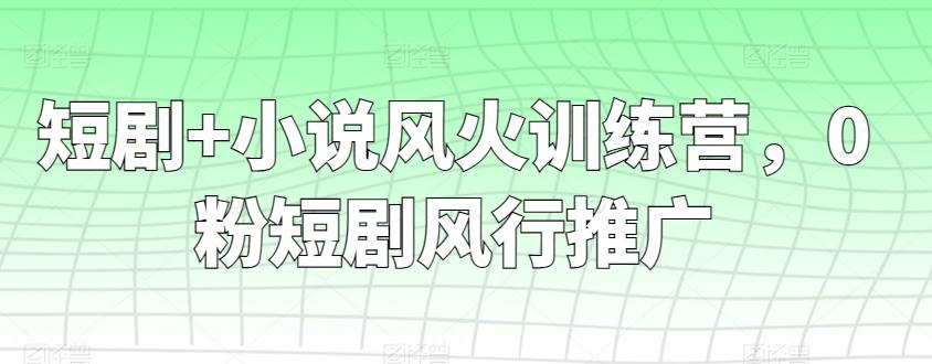 短剧+小说风火训练营，0粉短剧风行推广-卿云社