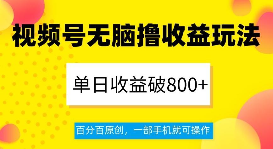 视频号无脑撸收益玩法，单日收益破800+，百分百原创，一部手机就可操作【揭秘】-卿云社