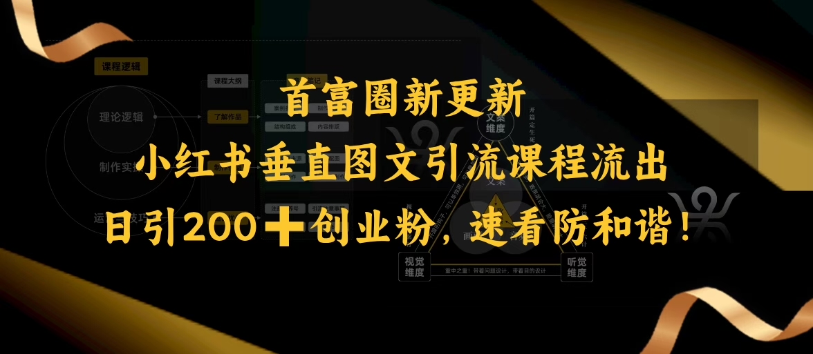 小红书垂直图文引流课程流出，日引200+创业粉，速看防和谐-卿云社