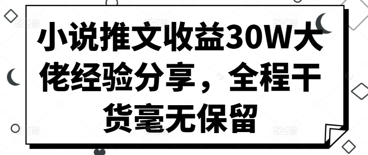 小说推文收益30W大佬经验分享，全程干货毫无保留-卿云社