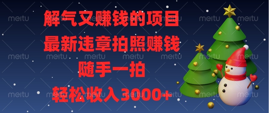 解气又赚钱的项目，最新违章拍照赚钱，随手一拍，轻松收入3000+-卿云社