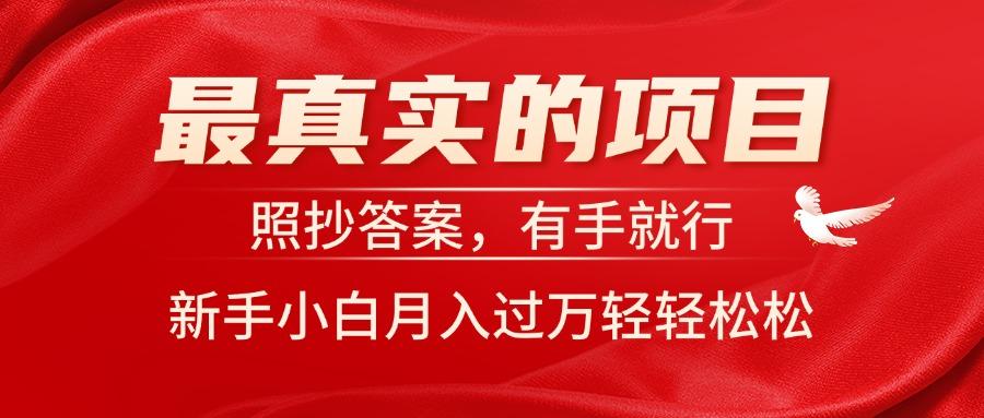 最真实的项目，照抄答案，有手就行，新手小白月入过万轻轻松松-卿云社
