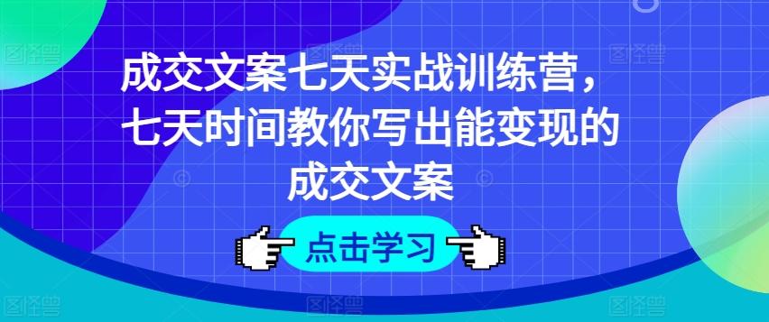 成交文案七天实战训练营，七天时间教你写出能变现的成交文案-卿云社