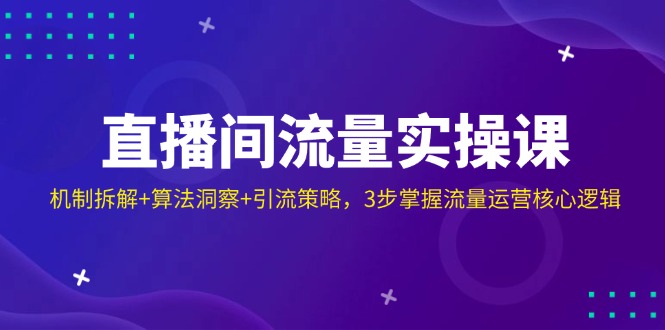 直播间流量实操课：机制拆解+算法洞察+引流策略，3步掌握流量运营核心逻辑-卿云社