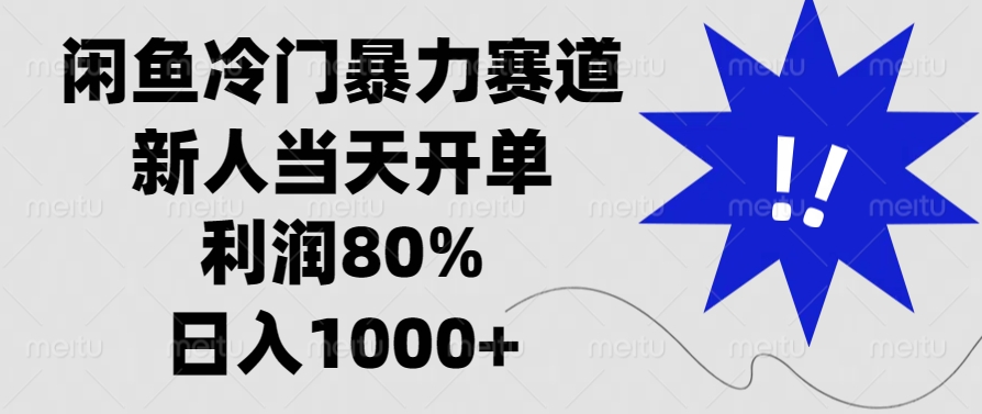 闲鱼冷门暴力赛道，新人当天开单，利润80%，日入1000+-卿云社