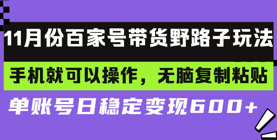 百家号带货野路子玩法 手机就可以操作，无脑复制粘贴 单账号日稳定变现…-卿云社