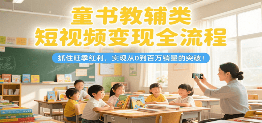 童书教辅类短视频变现全流程，抓住旺季红利，实现从0到百万销量的突破！-卿云社