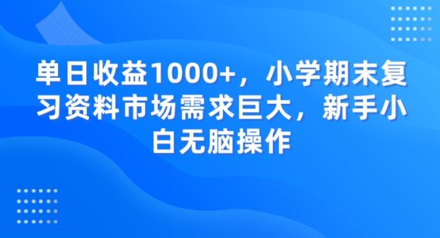 单日收益1000+，小学期末复习资料市场需求巨大，新手小白无脑操作-卿云社