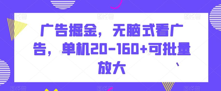 广告掘金，无脑式看广告，单机20-160+可批量放大【揭秘】-卿云社