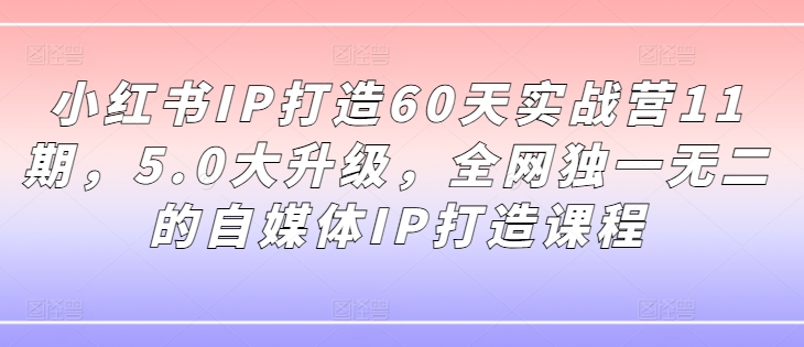 小红书IP打造60天实战营11期，5.0大升级，全网独一无二的自媒体IP打造课程-卿云社