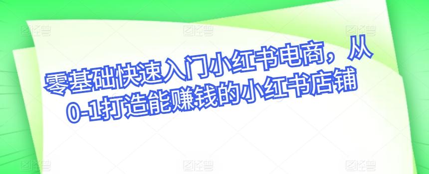 零基础快速入门小红书电商，从0-1打造能赚钱的小红书店铺-卿云社