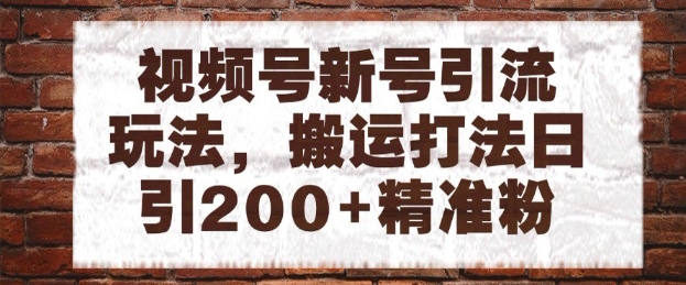视频号新号引流玩法，搬运打法日引200+精准粉，可矩阵放大【揭秘】-卿云社
