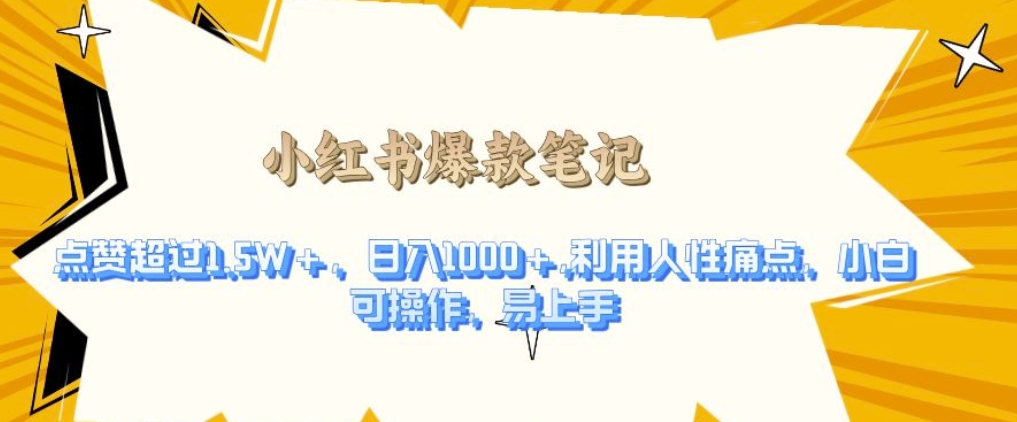 利用人性的痛点，打造爆款笔记，获得点赞超过1.5W+，日入1k【揭秘】-卿云社