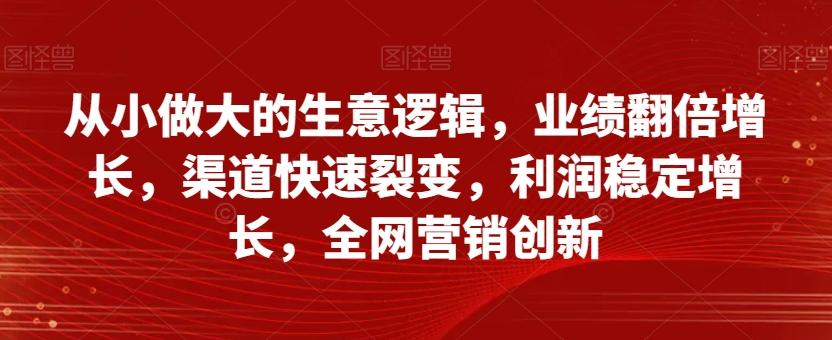 从小做大的生意逻辑，业绩翻倍增长，渠道快速裂变，利润稳定增长，全网营销创新-卿云社