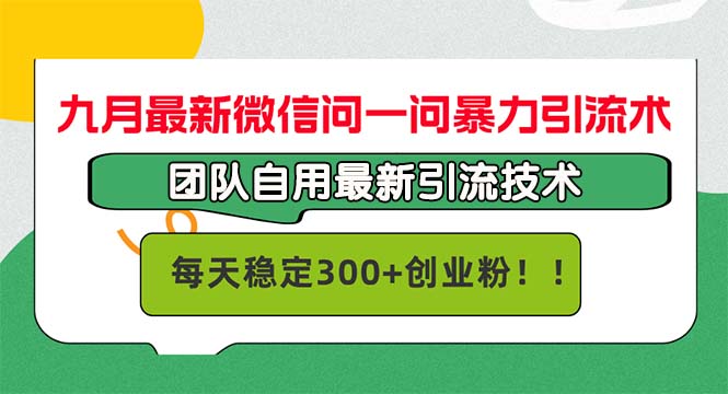 九月最新微信问一问暴力引流术，团队自用引流术，每天稳定300+创…-卿云社