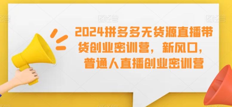 2024拼多多无货源直播带货创业密训营，新风口，普通人直播创业密训营-卿云社