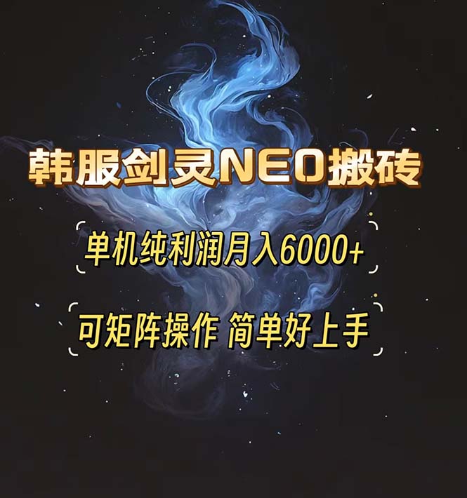 韩服剑灵NEO搬砖攻略，单机纯利润月入6000+ 可矩阵操作，简单好上手。-卿云社