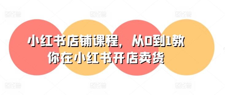 小红书店铺课程，从0到1教你在小红书开店卖货-卿云社