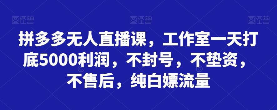 拼多多无人直播课，工作室一天打底5000利润，不封号，不垫资，不售后，纯白嫖流量-卿云社