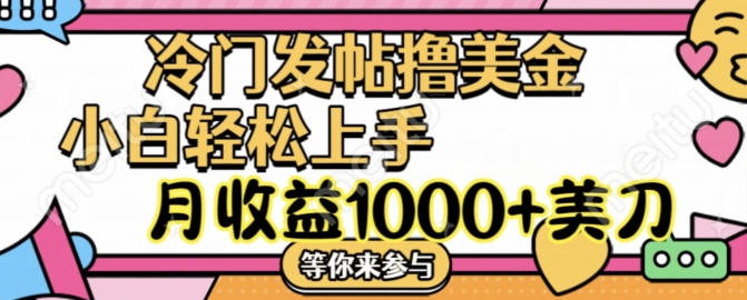 冷门发帖撸美金项目，月收益1000+美金，简单无脑，干就完了【揭秘】-卿云社
