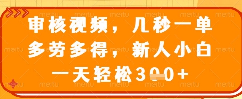 审核视频，几秒一单，多劳多得，新人小白一天轻松3张【揭秘】-卿云社
