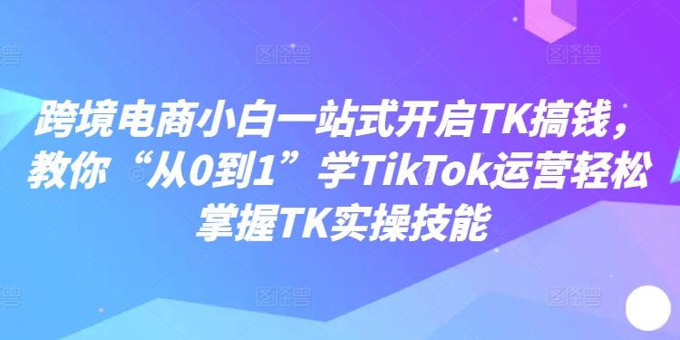 跨境电商小白一站式开启TK搞钱，教你“从0到1”学TikTok运营轻松掌握TK实操技能-卿云社