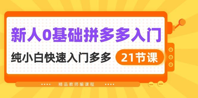 新人0基础拼多多入门，​纯小白快速入门多多(21节课-卿云社