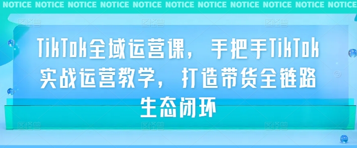 TikTok全域运营课，手把手TikTok实战运营教学，打造带货全链路生态闭环-卿云社