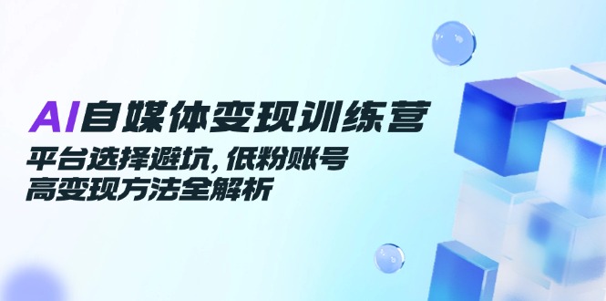 AI自媒体变现训练营，平台选择避坑，低粉账号高变现方法全解析-卿云社