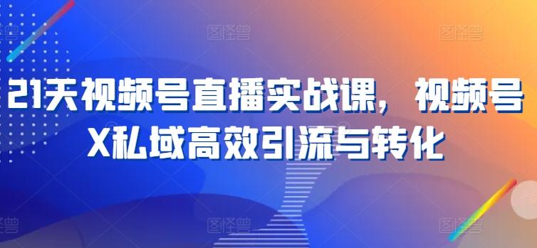 21天视频号直播实战课，视频号X私域高效引流与转化-卿云社