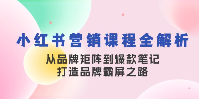 小红书营销课程全解析，从品牌矩阵到爆款笔记，打造品牌霸屏之路-卿云社