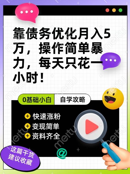 靠债务优化月入五万，每天只要花两个小时，多种方式轻松变现【揭秘】-卿云社