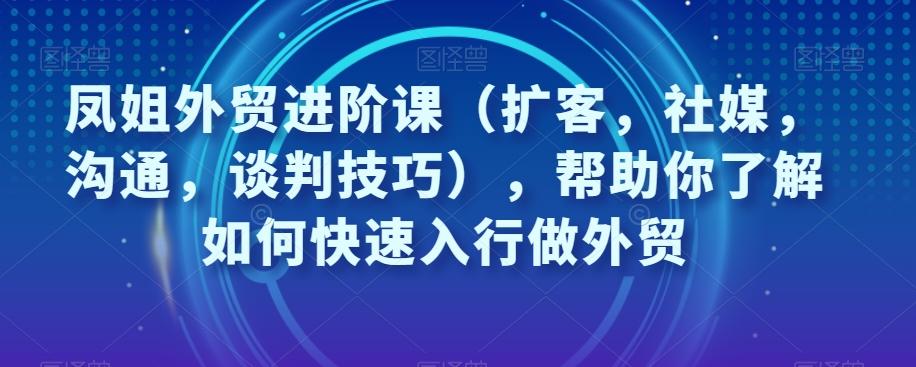 凤姐外贸进阶课（扩客，社媒，沟通，谈判技巧），帮助你了解如何快速入行做外贸-卿云社