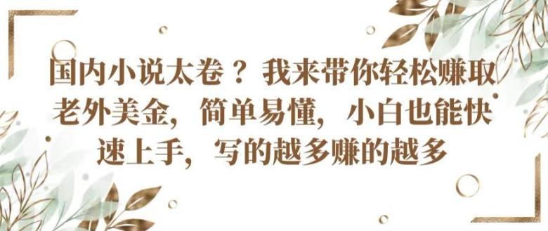 国内小说太卷 ?带你轻松赚取老外美金，简单易懂，小白也能快速上手，写的越多赚的越多【揭秘】-卿云社