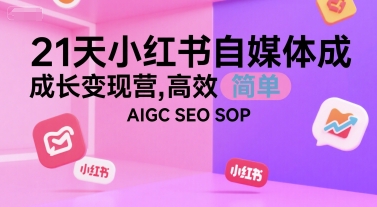 21天小红书自媒体成长变现营，高效 简单 AIGC SEO SOP-卿云社