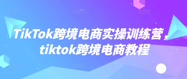 TikTok跨境电商实操训练营，tiktok跨境电商教程-卿云社