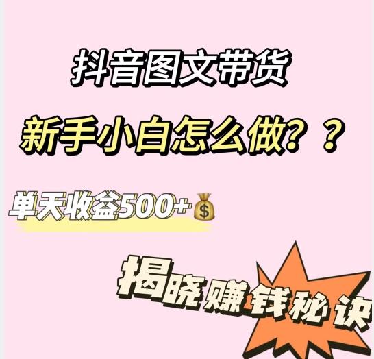抖音图文带货，新手小白怎么做？单天收益500+【揭秘赚钱秘诀】-卿云社