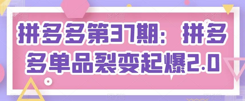 拼多多第37期：拼多多单品裂变起爆2.0-卿云社