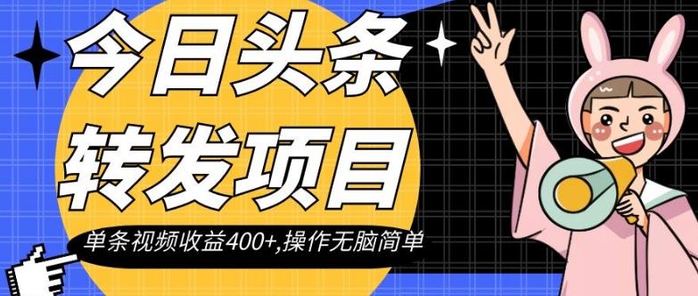 今日头条转发项目，单条视频收益400+,操作无脑简单【揭秘】-卿云社