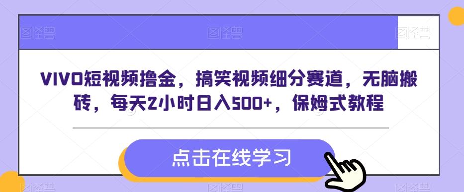 VIVO短视频撸金，搞笑视频细分赛道，无脑搬砖，每天2小时日入500+，保姆式教程-卿云社