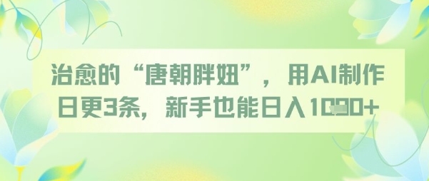 治愈的“唐朝胖妞”，用AI制作日更3条，新手也能日入多张-卿云社