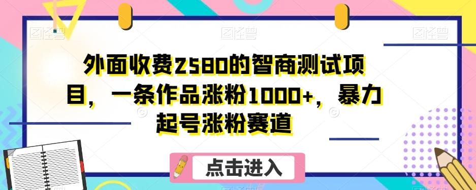 外面收费2580的智商测试项目，一条作品涨粉1000+，暴力起号涨粉赛道【揭秘】-卿云社