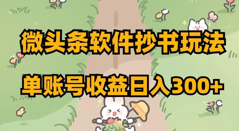微头条软件抄书玩法，单账号收益日入300+【揭秘】-卿云社