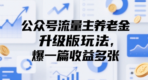公众号流量主养老金升级版玩法，爆一篇收益多张-卿云社