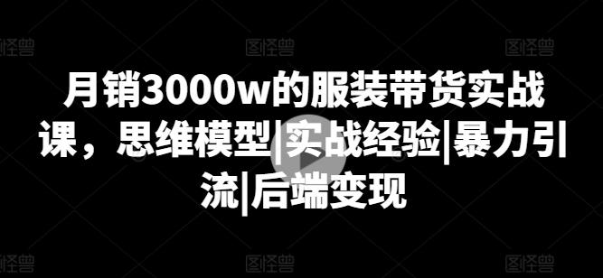 月销3000w的服装带货实战课，思维模型|实战经验|暴力引流|后端变现-卿云社