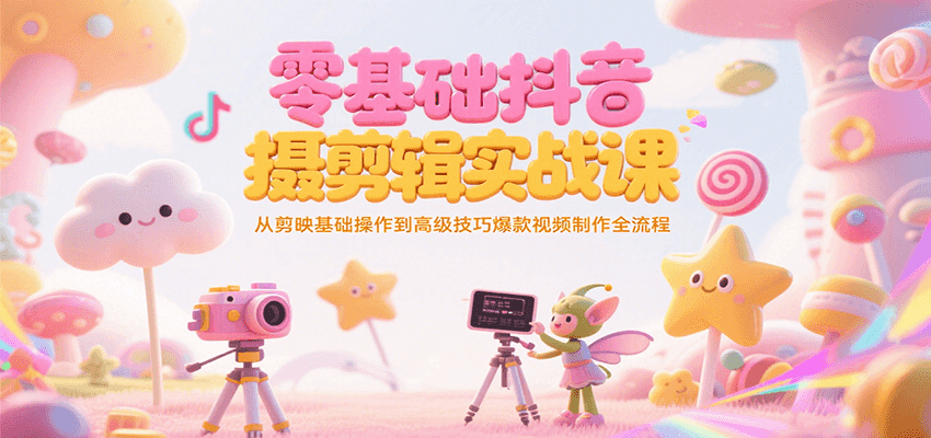 零基础抖音短视频拍摄剪辑实战课，从剪映基础操作到高级技巧爆款视频制作全流程-卿云社