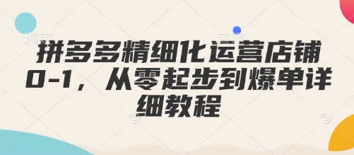 拼多多精细化运营店铺0-1，从零起步到爆单详细教程-卿云社