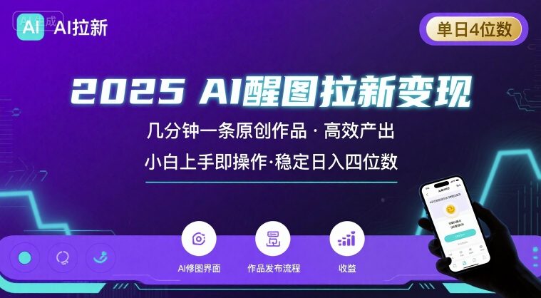 2025最强AI醒图拉新，几分钟一条原创作品，单日收入4位数，小白也能上手操作-卿云社