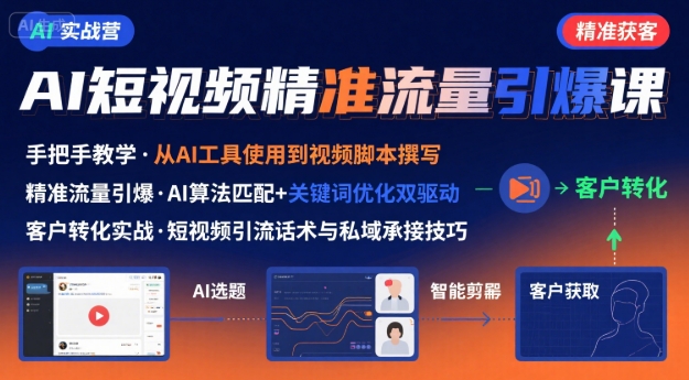 AI+短视频引爆精准客户实战营，手把手教你引爆Ai短视频精准流量-卿云社